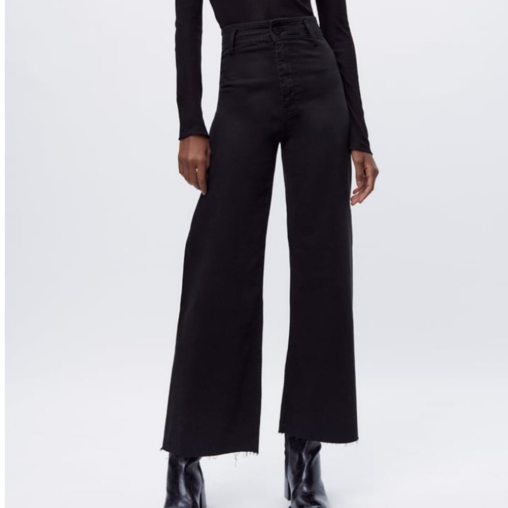 Zara Marine Straight High Rise Jeans in Black